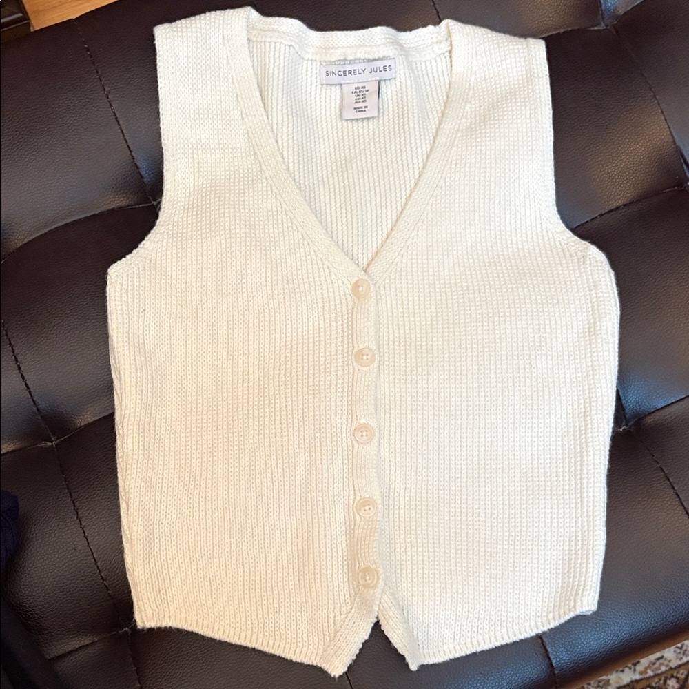 Sincerely Jules Ivory V-Neck Knit Vest